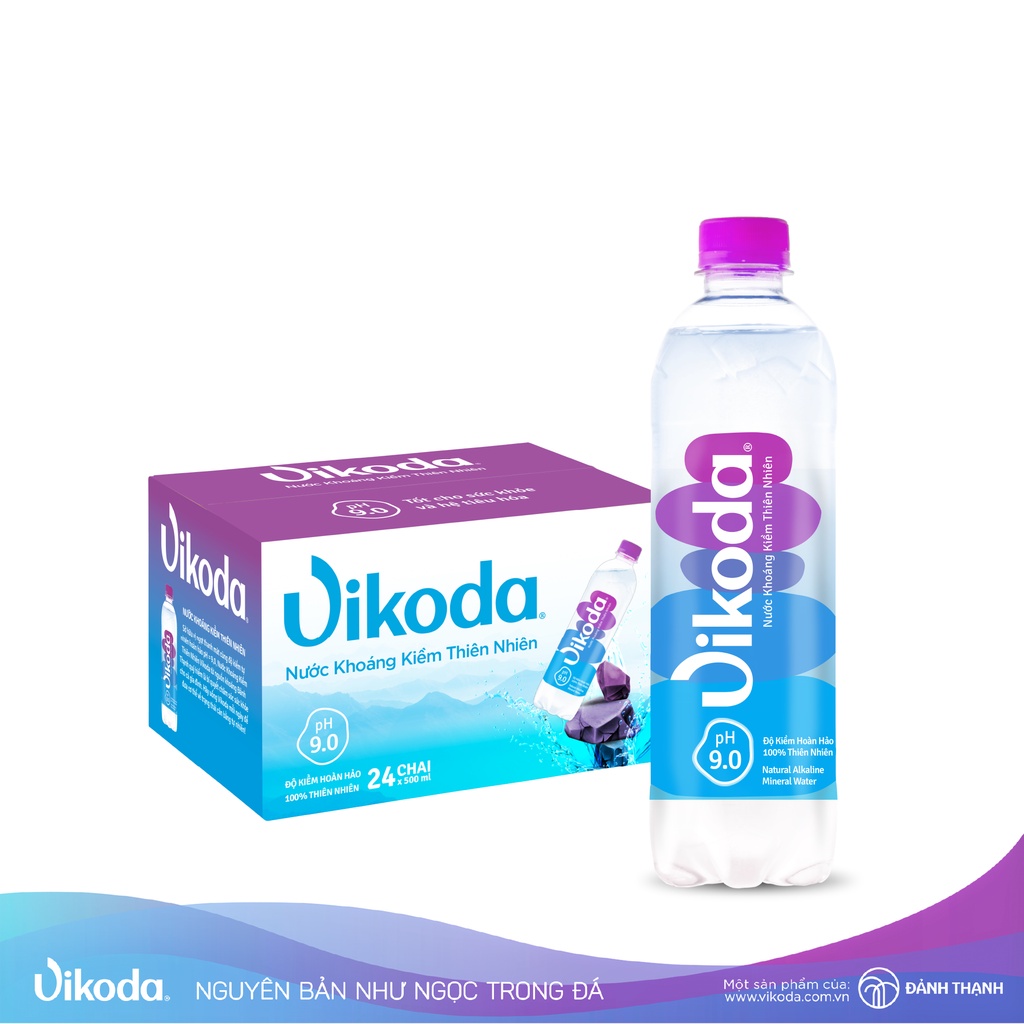 Nước Khoáng Kiềm Thiên Nhiên Vikoda 500ml Thùng 24 chai