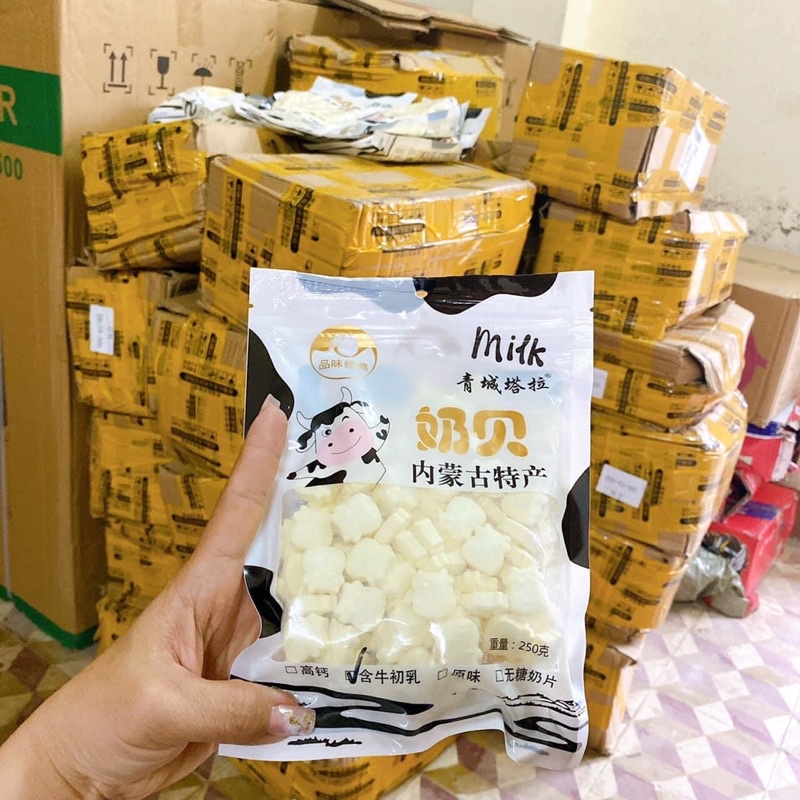 Kẹo Sữa Bò Non Mông Cổ Nén VIên Cực Ngon Gói 250G - 100 Viên, đồ ăn vặt nội địa