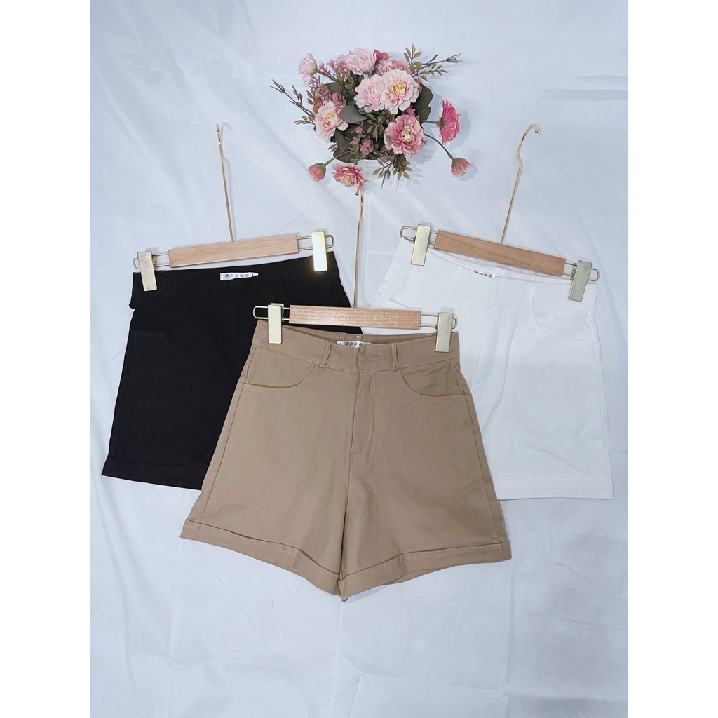 QUẦN SHORT GẬP GẤU VẢI KAKI QUẦN SHORT NỮ CÁ TÍNH ỐNG RỘNG TRẺ TRUNG