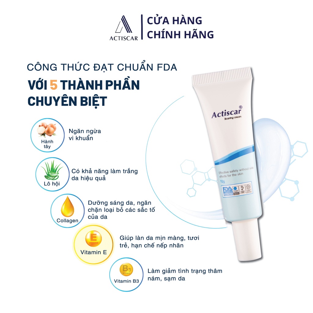 Kem Sẹo Actiscar Làm Xẹp Sẹo Lồi, Cải Thiện Sẹo Lõm, Sẹo Bỏng Và Sẹo Thâm 20g