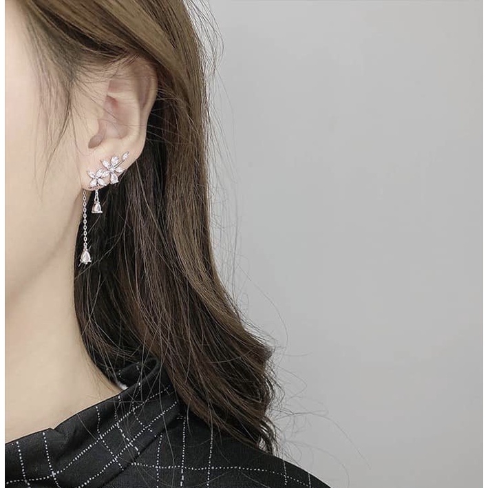 YM Concept Bông Tai Tua Rua Dáng Dài Đính Đá Nhân Tạo Phong Cách Hàn Quốc - PK0050