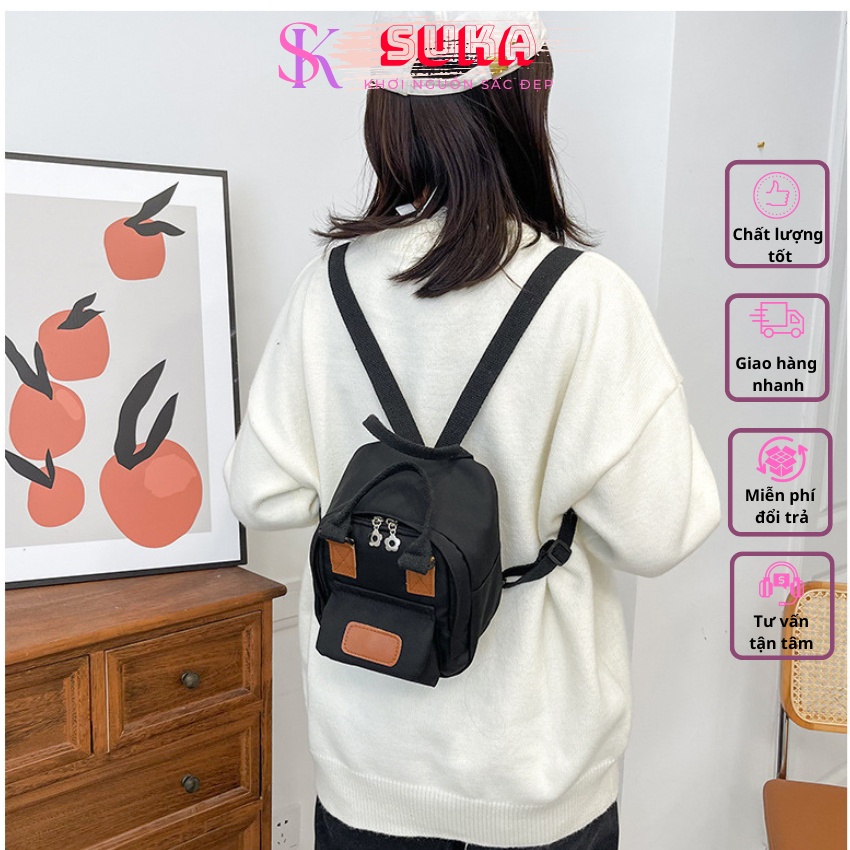 Balo nữ thời trang cute mini đi chơi đi học phong cách Hàn Quốc đẹp cao cấp vải canvas SUKA BL040