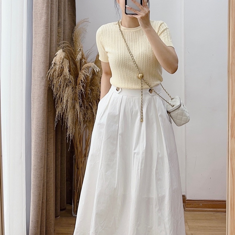 ( Ảnh thật ) C308 Áo len mỏng thừng ngắn tay ainn