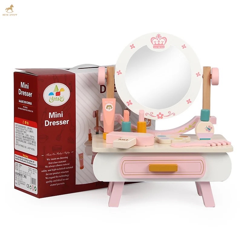 Bộ đồ chơi bàn trang điểm có gương bằng gỗ cho bé