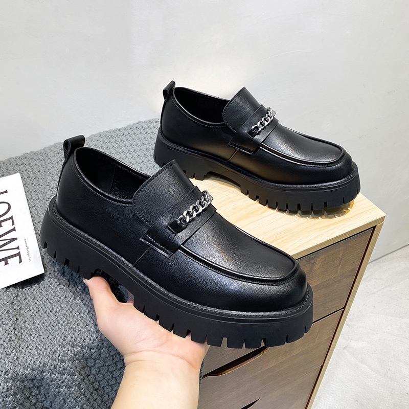 Giày Chunky Loafers dây xích đế đúc, Giày lười nam HOMME tăng 4,5cm chiều cao 2137-R