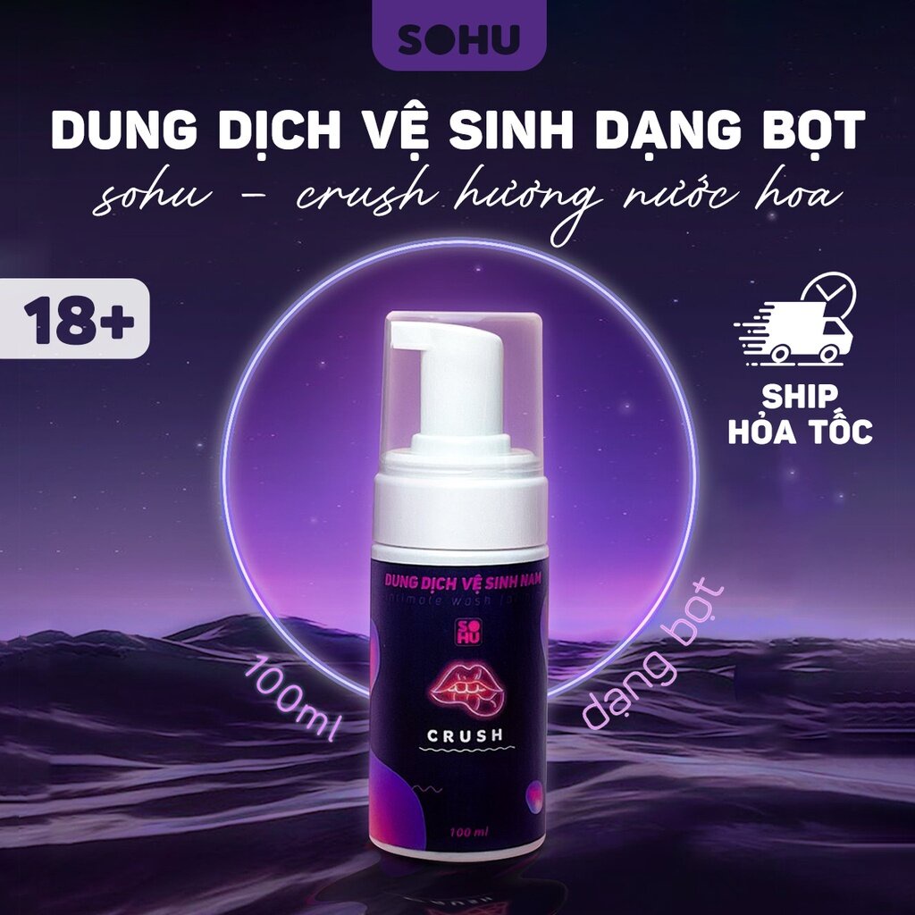 Dung dịch vệ sinh nam dạng bọt Crush hương nước hoa, bạc hà tuyết SOHU HCM 100ml khử mùi tự nhiên lành tính