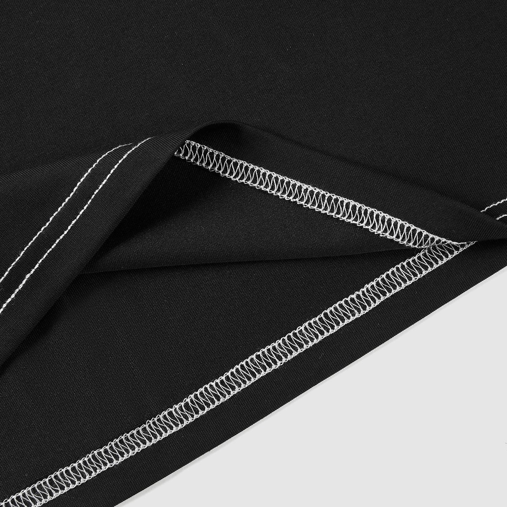 HLA - Áo thun nam ngắn tay phối viền phong cách Fashionable design youthful cotton black T-shirt
