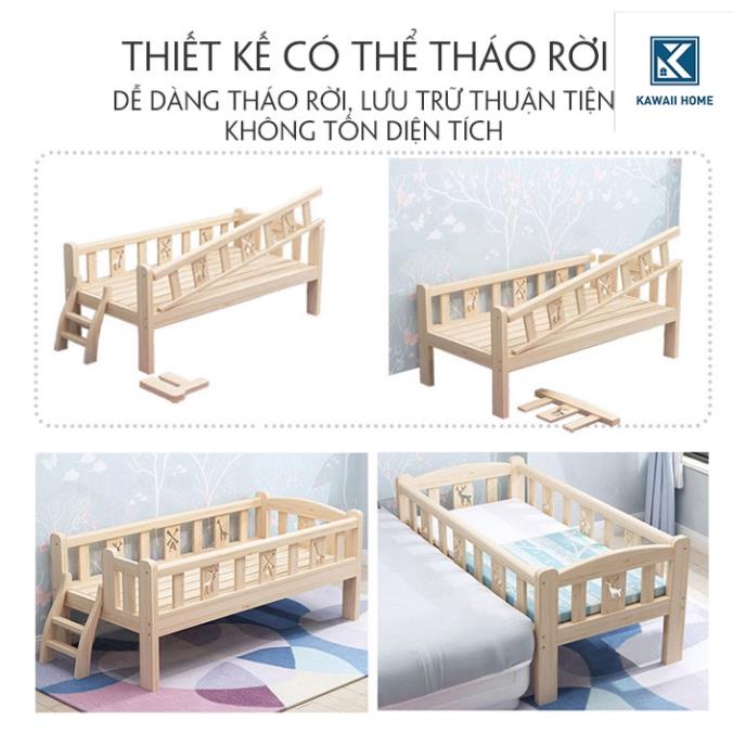 Giường ngủ cho bé quây 4 mặt có cầu thang 150*70*40