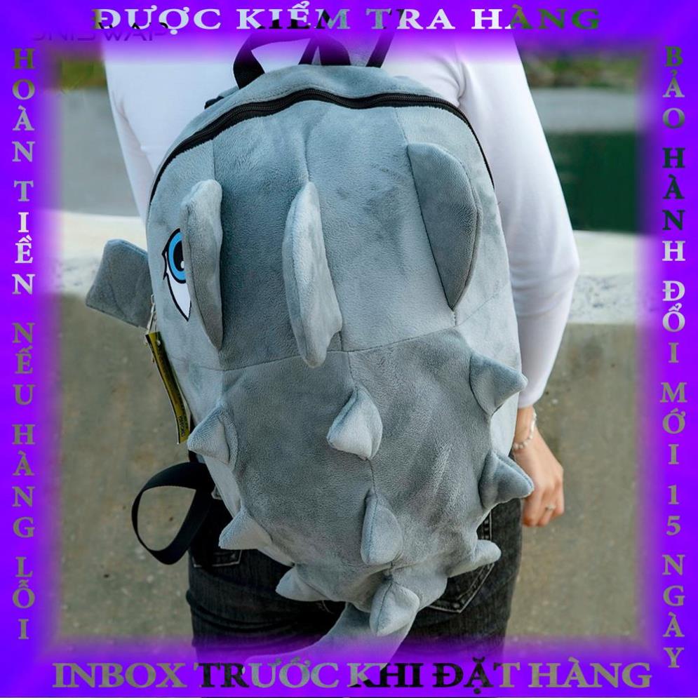 Balo khủng long vải nhung mịn siêu dễ thương - Đựng mũ bảo hiểm, sách vở, laptop đi học đi chơi tudoosl