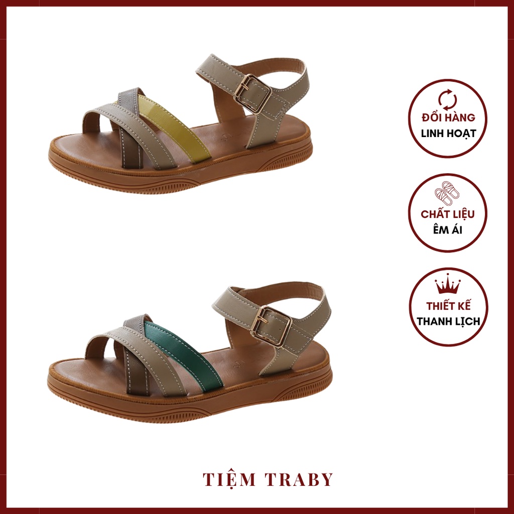 Sandals quai hậu êm ái DÂY PHỐI MÀU chất lượng cao