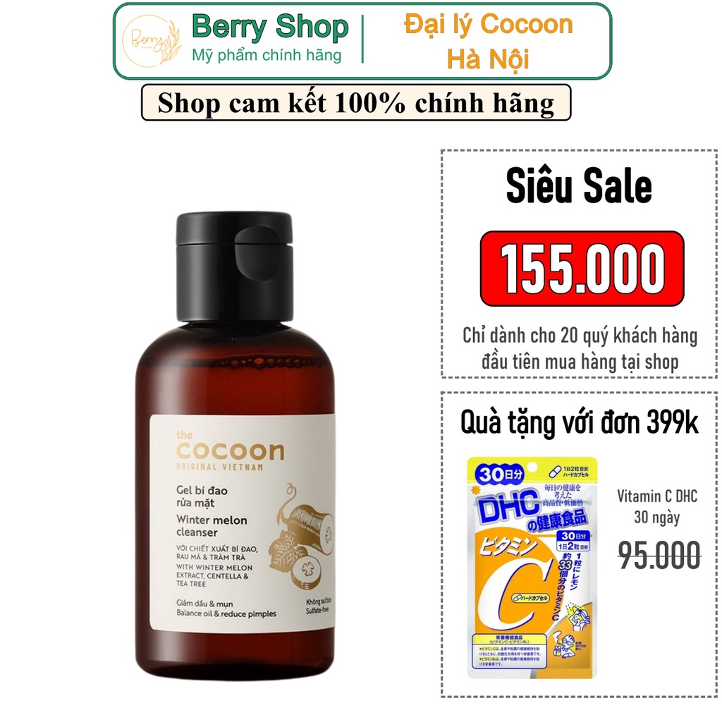 Sữa rửa mặt bí đao cocoon 140ml dành cho da dầu không gây khô da