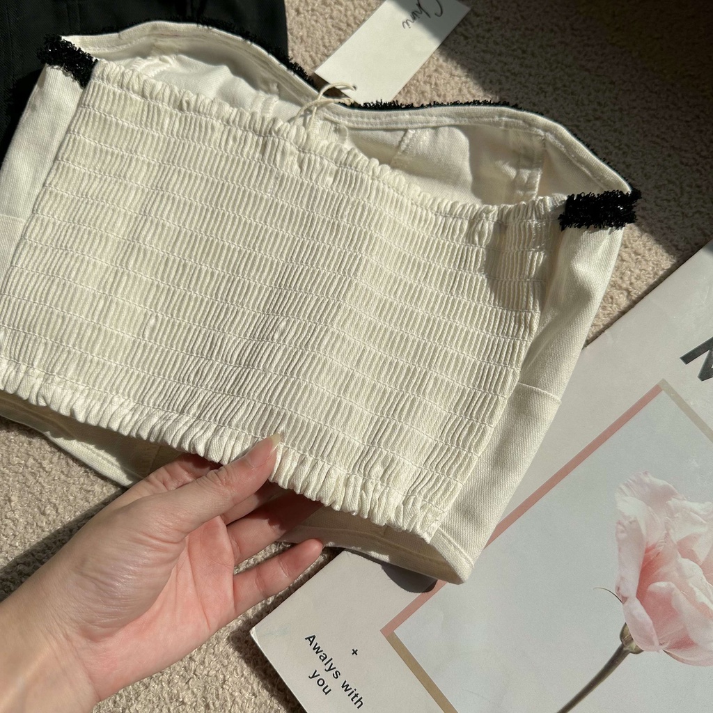 Áo croptop closet chất kaki dày dặn 2 màu đen trắng A50 Four Studio | BigBuy360 - bigbuy360.vn