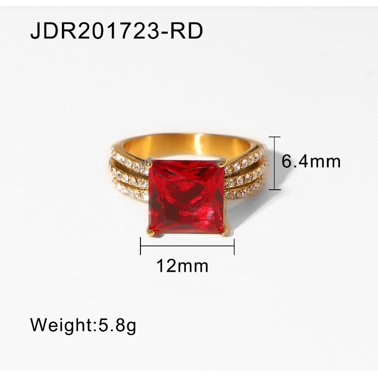 Nhẫn Nữ Đá Nhân Tạo Hình Vuông Nhiều Màu Titan Ko Đen TT4611