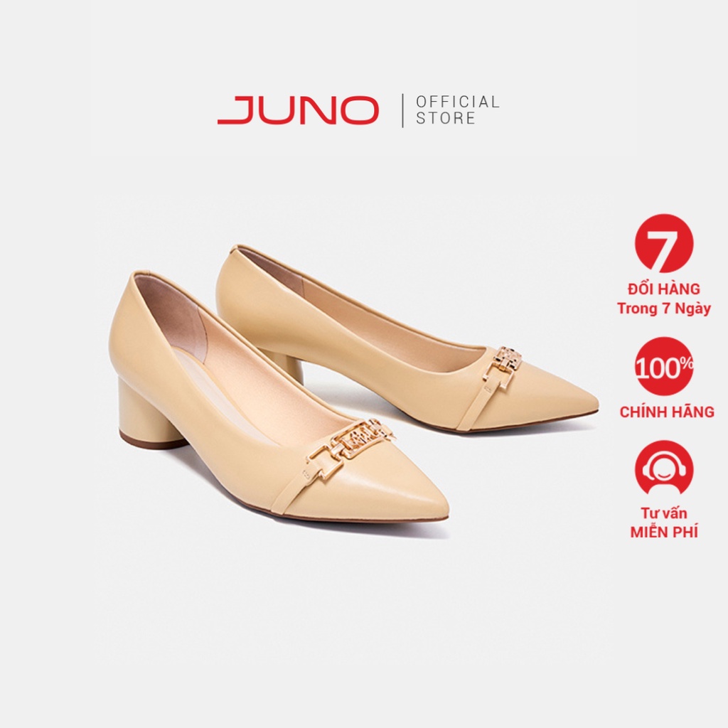 Giày Cao Gót Nữ 5cm Thời Trang JUNO Trang Trí Khoá Logo Juno CG05127