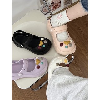 Dép Sục Cross Đế Cao 4cm Màu Pastel Hàn Quốc Mẫu Mới 2023 (Có Loại 12 Sticker)