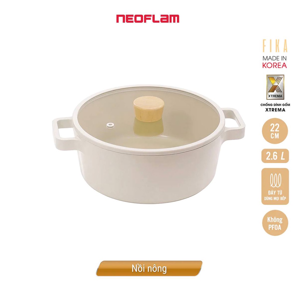 Nồi, Chảo chống dính bếp từ Neoflam Fika Hàn Quốc, đủ size cỡ. Hàng có sẵn giao ngay.
