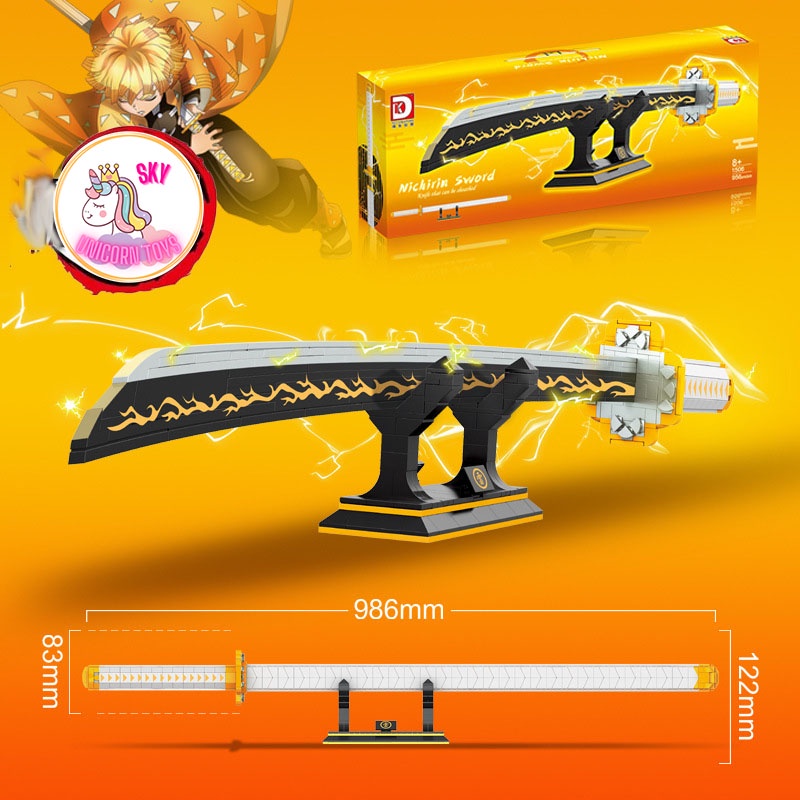 Đồ Chơi Lắp Ráp Kiểu LEGO Mô Hình Thanh Nhật Luân Kiêm Kanata Của Viêm Trụ Zenitsu Agatsuma trong Kimetsu no YaibaDK1506