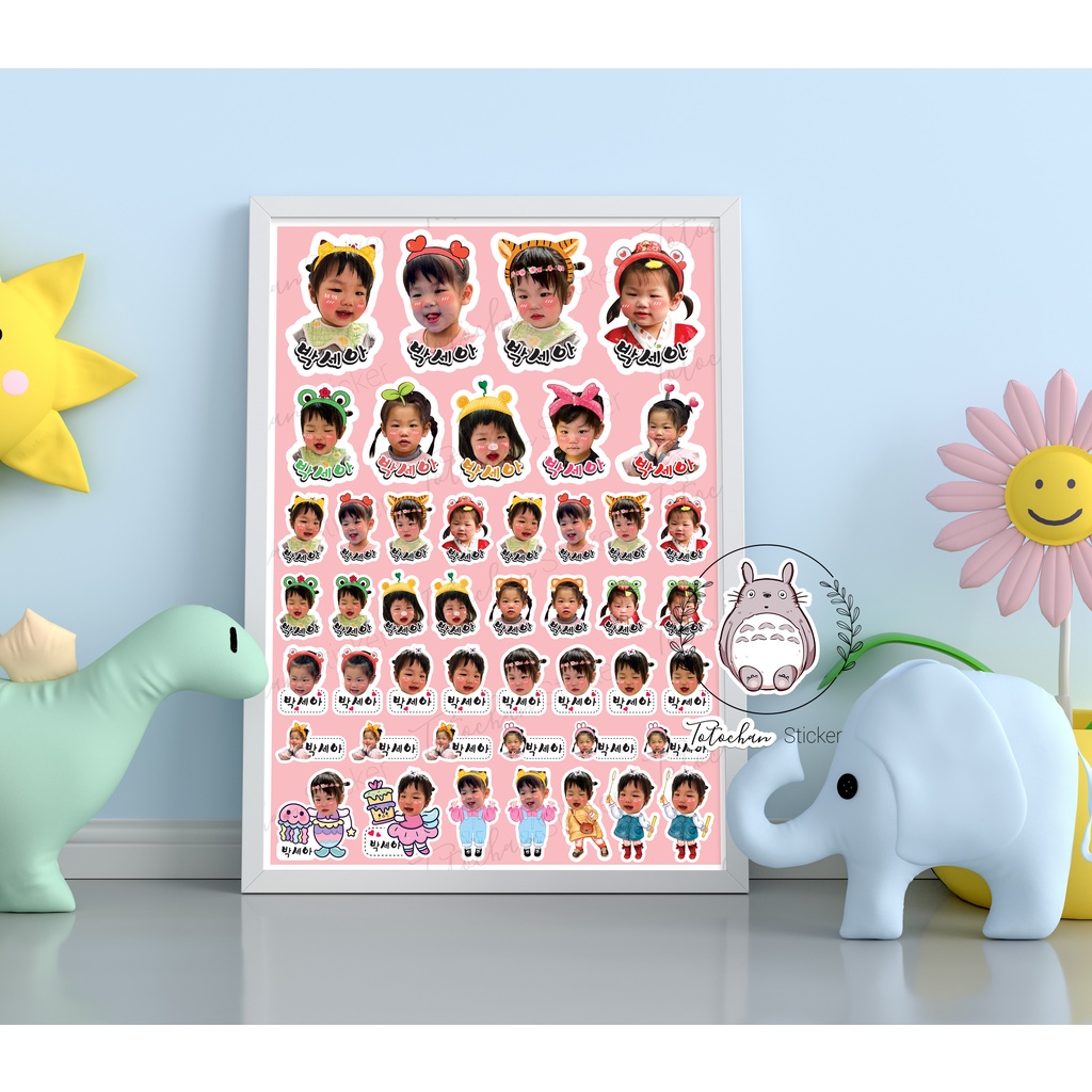 In sticker theo yêu cầu cho bé khổ a4 dán bình sữa, dán xe, dán vali, mũ bảo hiểm..