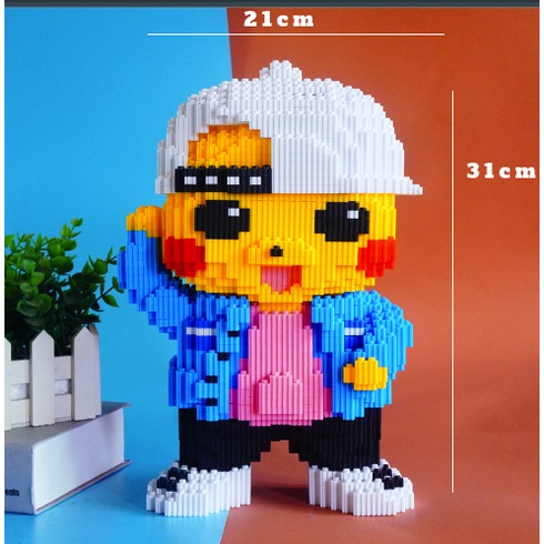 Xếp hình le go pokemon pikachu hiphop size to 31cm đồ chơi xếp hình nano 3d cho bé chuẩn mẫu