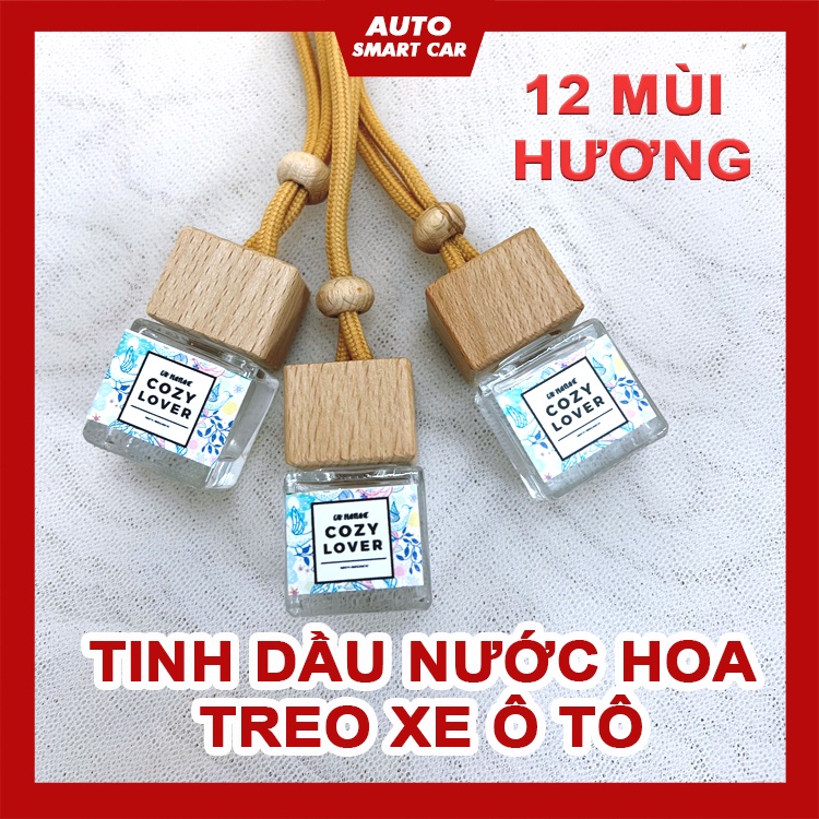 Tinh dầu nước hoa cao cấp treo xe ô tô Cozy Lover lưu hương lâu 12 mùi siêu thơm khử mùi hôi xe hơi