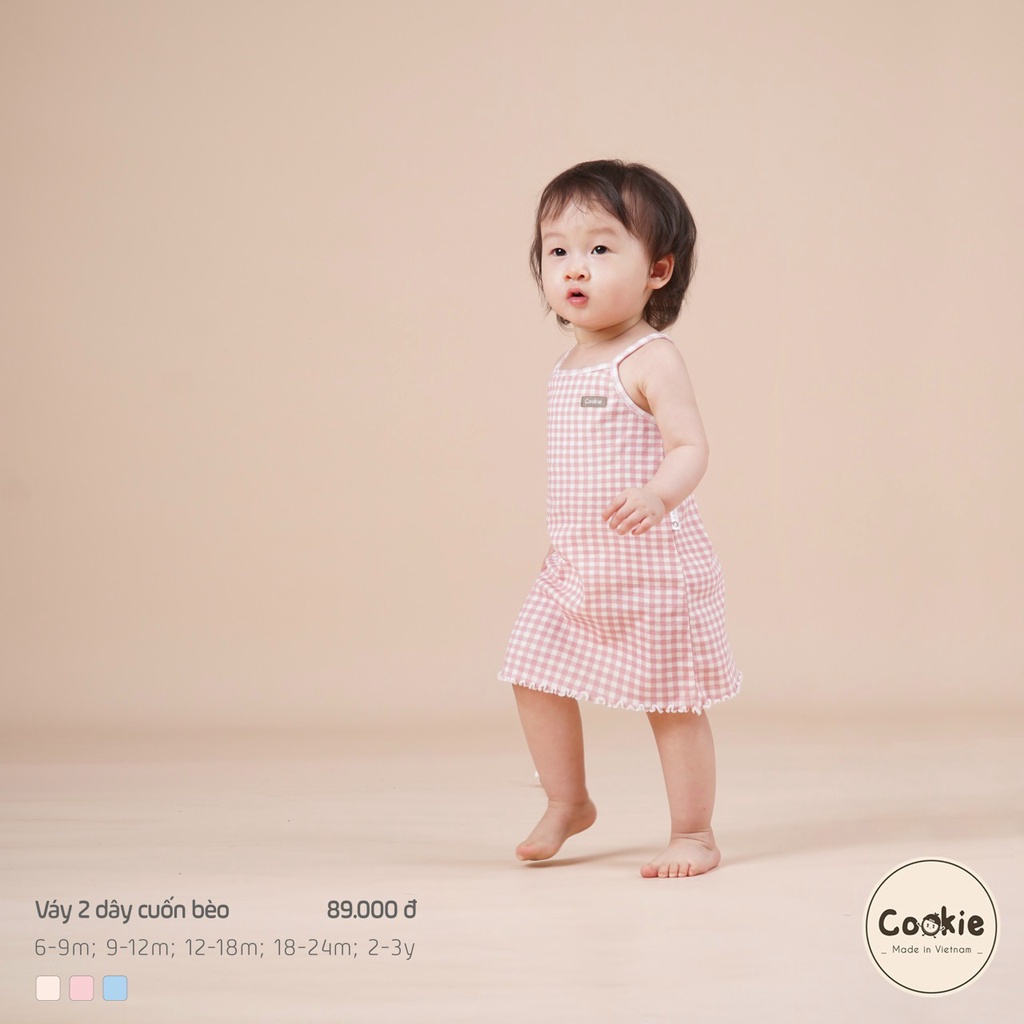 [Mã ICBTUE1532 giảm 15K đơn 99K] [COOKIE ] Váy 2 dây cuốn bèo cho bé gái size 6-9m & 9-12m & 12-18m & 18-24m