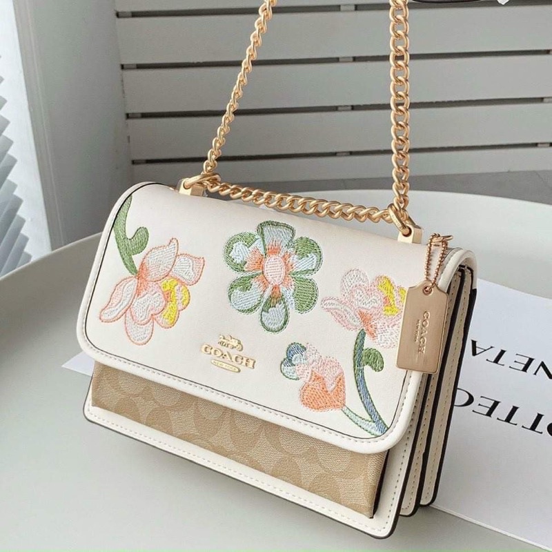 Túi Coach Huston Klare thêu hoa 3D