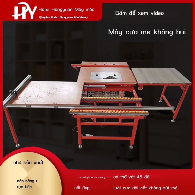 Cưa mẹ và con không bụi Máy tất cả trong một lưỡi đôi thanh ray dẫn hướng chính xác dễ dàng gấp chế biến gỗ bàn đẩy di đ