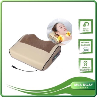 Freeship-Hàng Chính Hãng Gối Massage Cho Người Thoái Hoá Đốt Sống Cổ Rung Hồng Ngoại 16 Bi Osaka