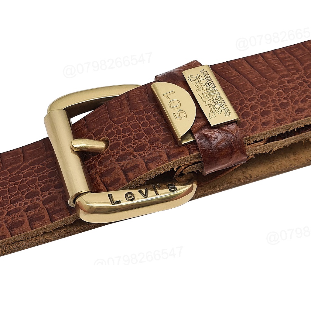 Dây nịt nam da bò vân cá sấu DHM-423 | Khoá kim đầu đồng nguyên khối kiểu tròn | Bảo hành 12 tháng