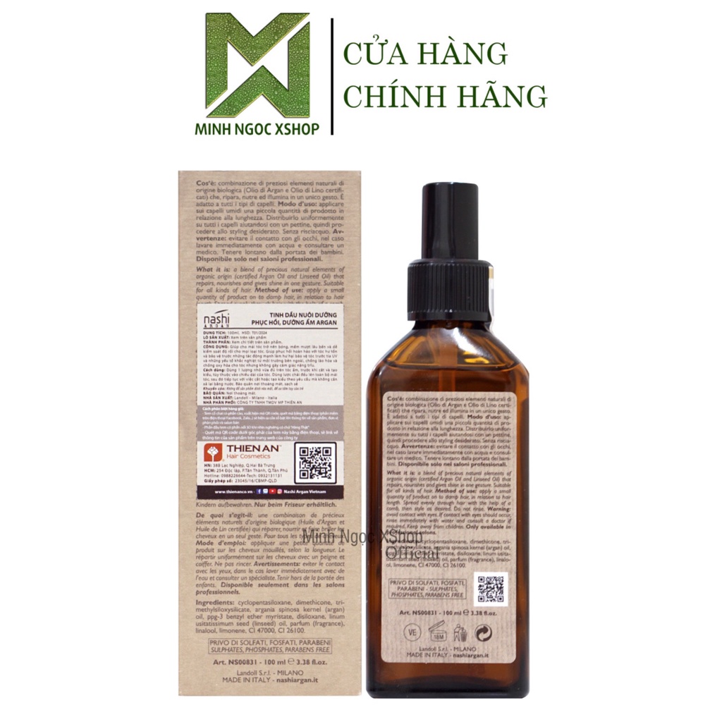 Tinh dầu dưỡng tóc Nashi Argan Oil 100ML chính hãng