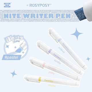 Set 4 bút highlight nhũ bling rosy posy tone màu pastel trang trí sổ take note 2023
