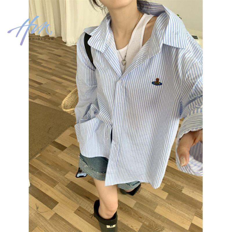 Áo Sơ Mi Nữ Tay Dài Kẻ Sọc Thời Trang Hàn Quốc