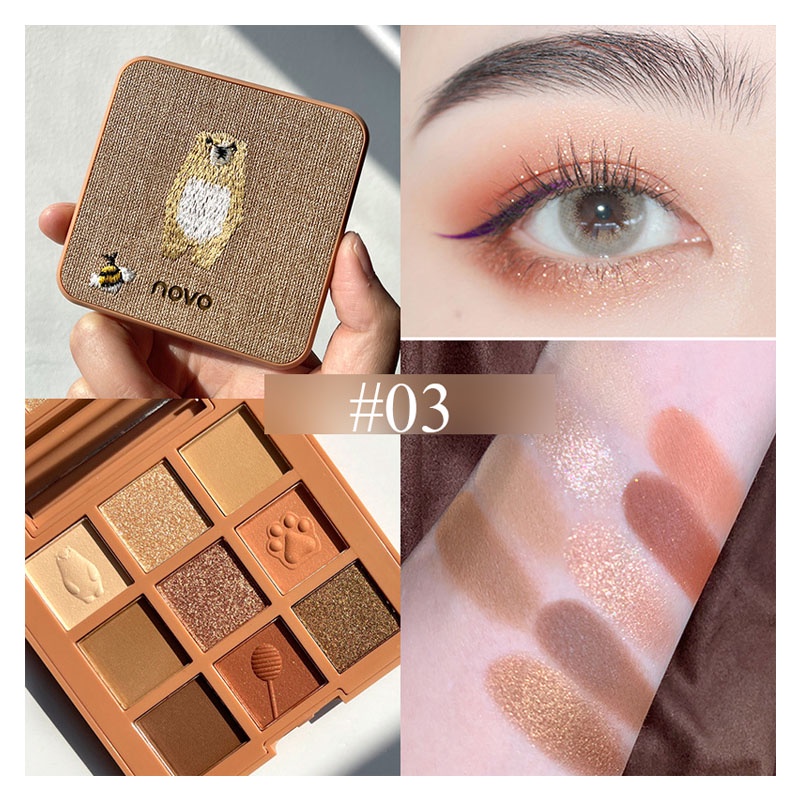 Bảng mắt 9 màu trang trí hình thêu dễ thương NOVO 5419