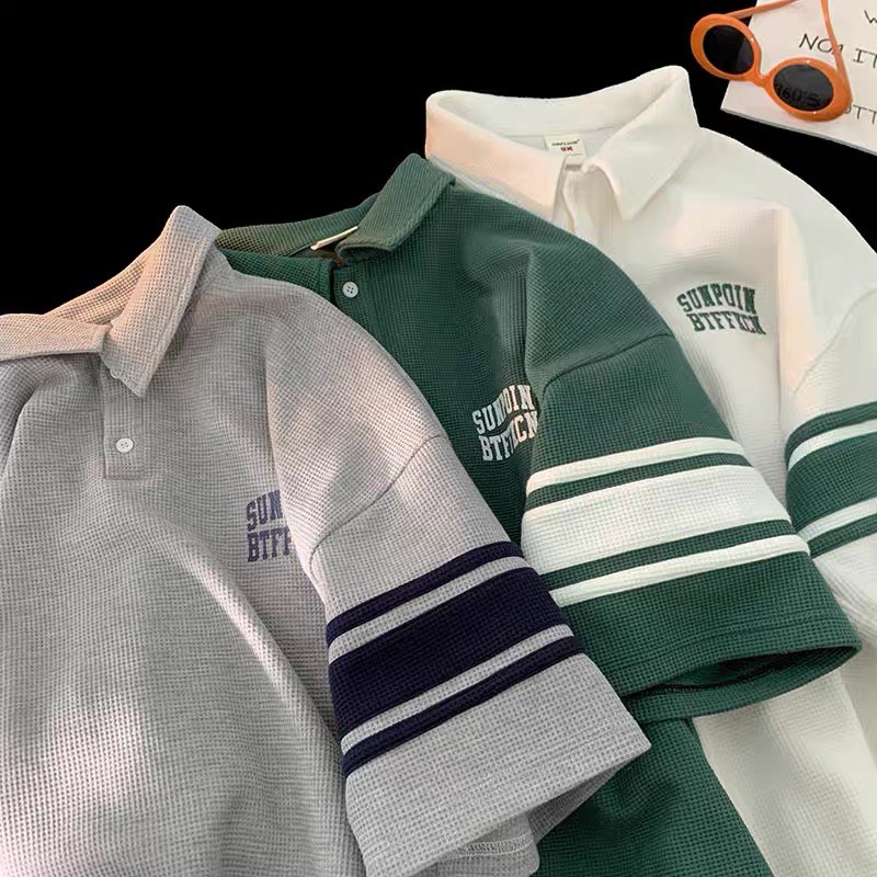 Áo polo unisex SUNPOIN trẻ trung,phong cách có vạch kẻ làm điểm nhấn, nam nữ đều mặc được