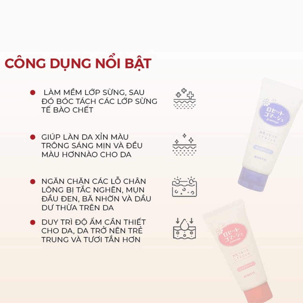 Tẩy da chết Gel Rosette Peeling loại bỏ sợi bã nhờn 120g