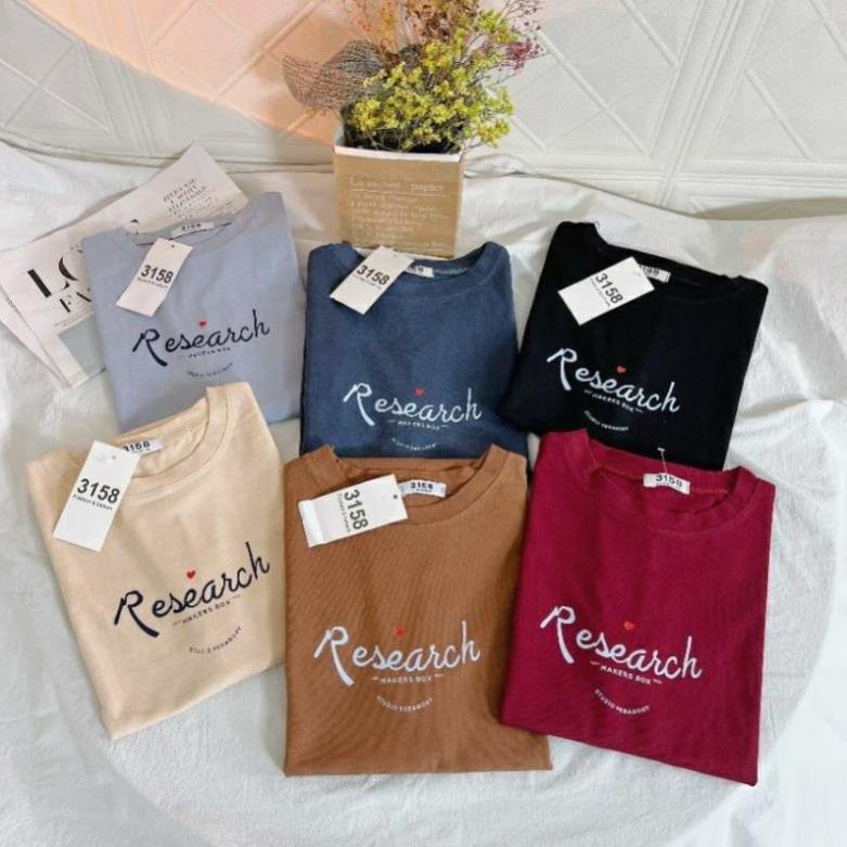 [Rẻ Vô Địch] Áo Thun Tay Lỡ 3158 Cotton Khô Dáng Rộng Unisex Research
