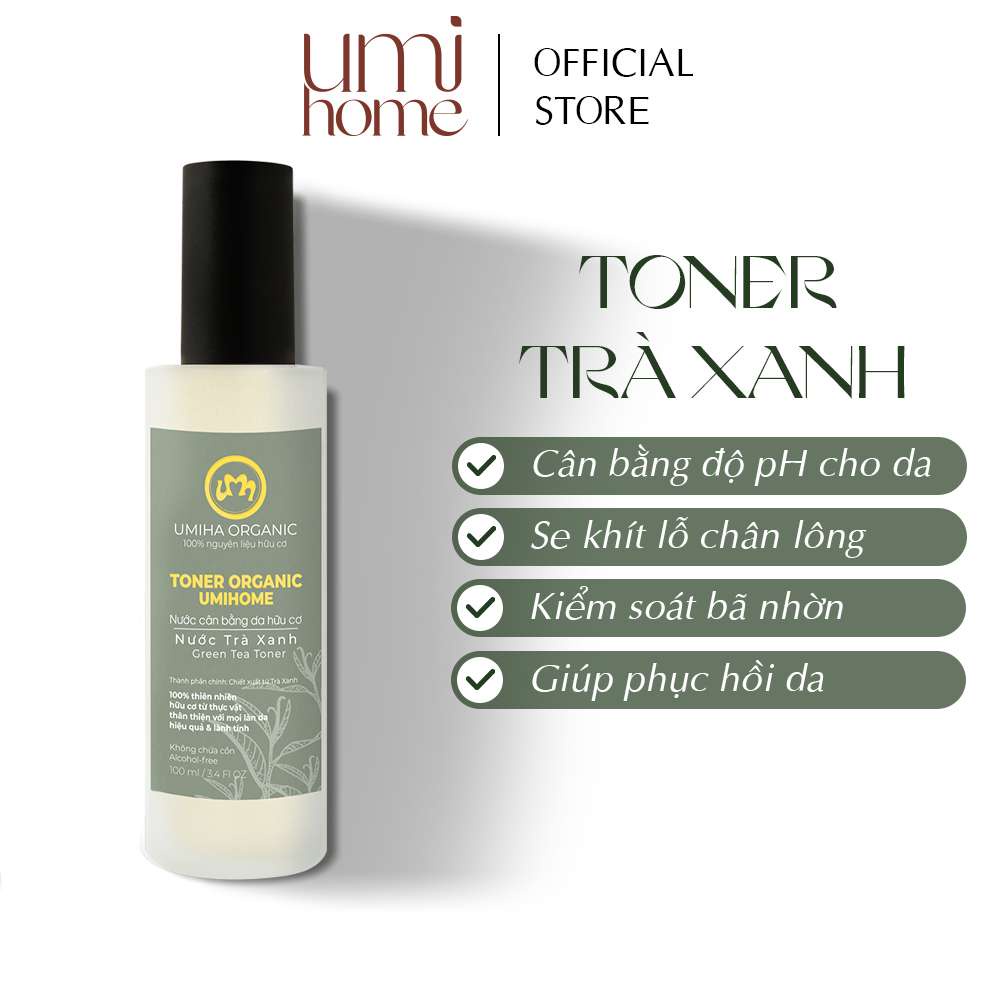 Toner Trà Xanh hữu cơ UMIHOME 50/100ml nước cân bằng, xịt khoáng cấp ẩm cho da hiệu quả