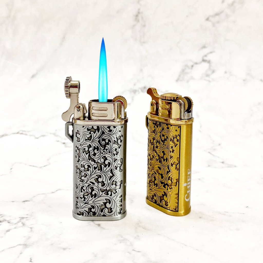 𝐇𝐨̣̂𝐩-𝙌𝙪𝙚̣𝙩-𝘽𝙖̣̂𝙩-𝙇𝙪̛̉𝙖 gaz đá rãnh tay Chief CF220B hình hoa văn (kim loại) - xài gaz