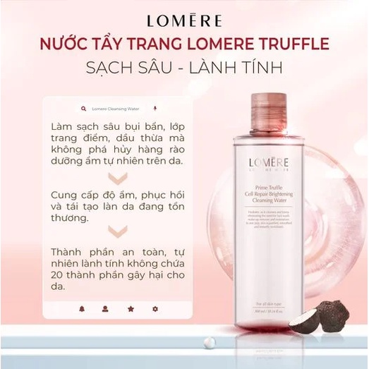 Nước tẩy trang làm sạch sâu Lomere Prime Truffle Cell Repair Brightening Cleansing Water