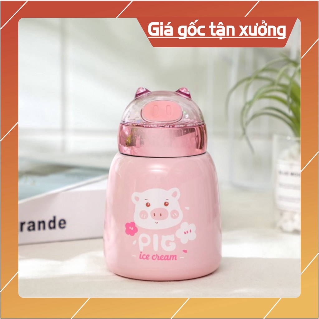 Bình giữ nhiệt heo hồng 350ml dễ thương