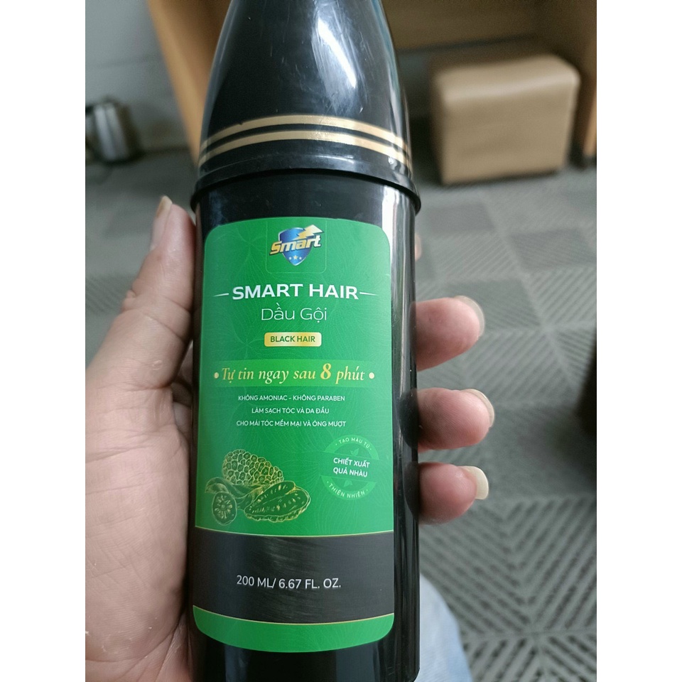 Dầu gội - Nhuộm tóc PHỦ BẠC SMART HAIR - Hai màu Đen và Nâu - Hương thơm dịu nhẹ và màu tự nhiên. Kèm Hàng Tặng.