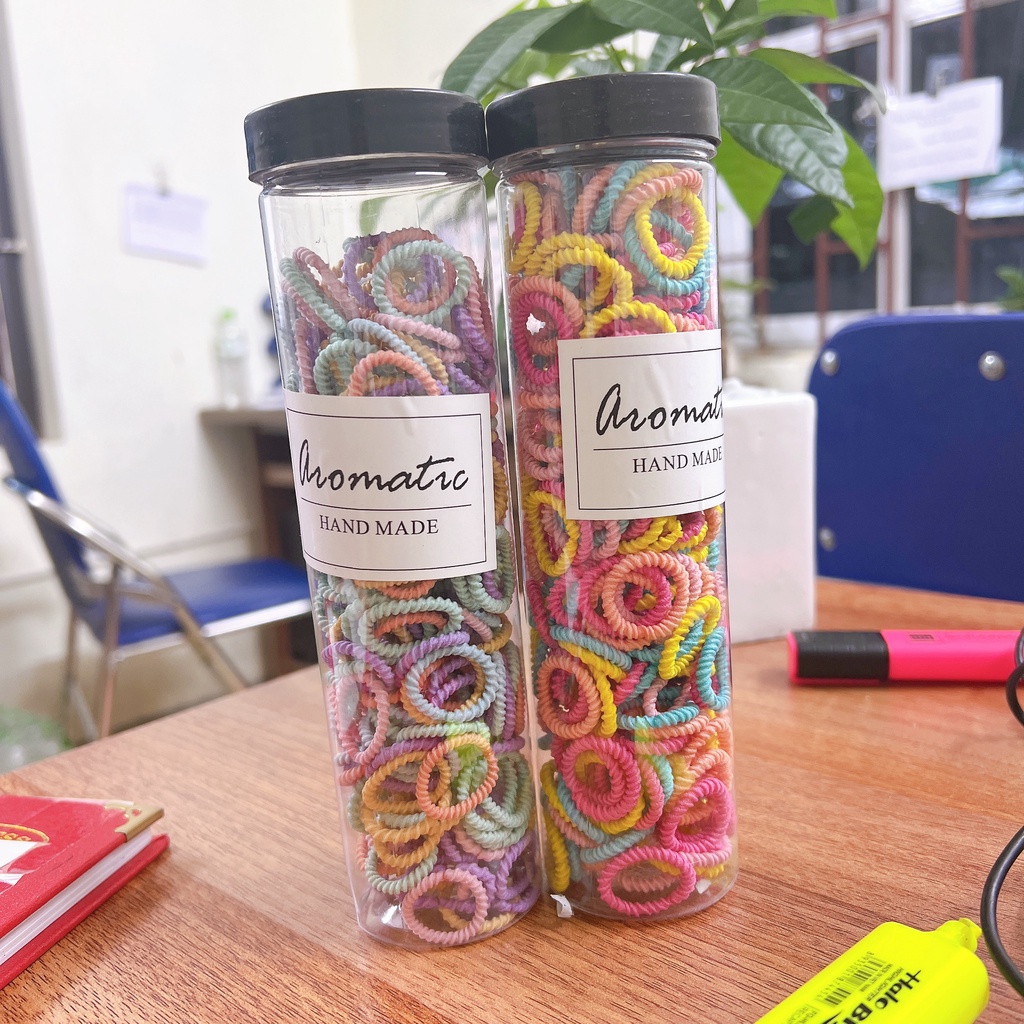 Hộp 300 Dây Buộc Tóc Nhiều Màu Siêu Dễ Thương Cho Bé Gái