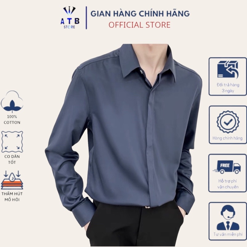 Áo sơ mi nam vải lụa , không nhăn , không xù  form rộng Pastel Premium phong cách Unisex thời trang ATB