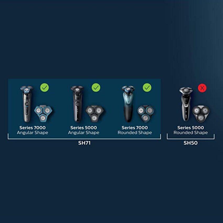 Bộ 3 lưỡi dao cạo râu Philips SH71 dùng cho Serial 5000 và 7000 mặt vuông mới như: S5110, S5400, S5271, S5580, S7782,...