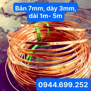 Đồng đỏ thanh, bản 7mm dày 3mm dài 1m - 5m ( hàng cuộn )