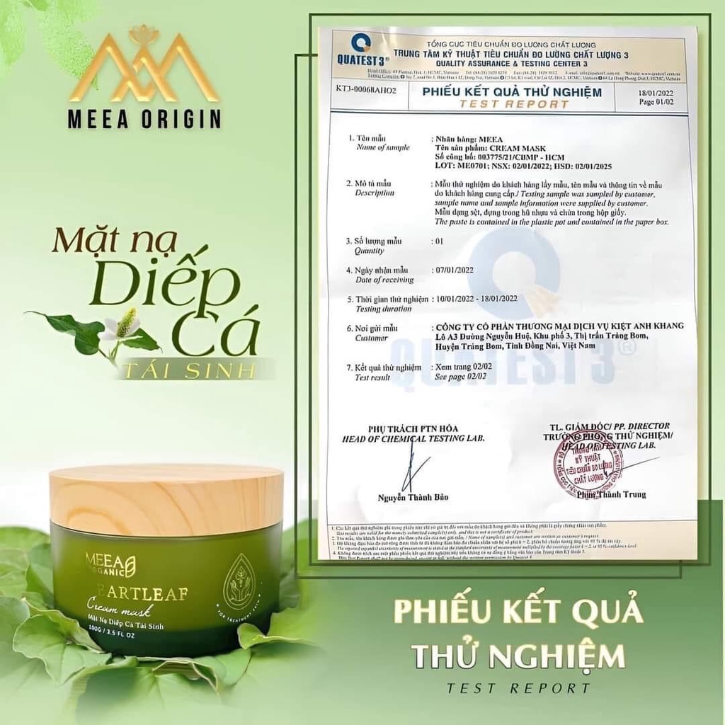 Mặt Nạ Diếp Cá MEEA Organic Chính Hãng