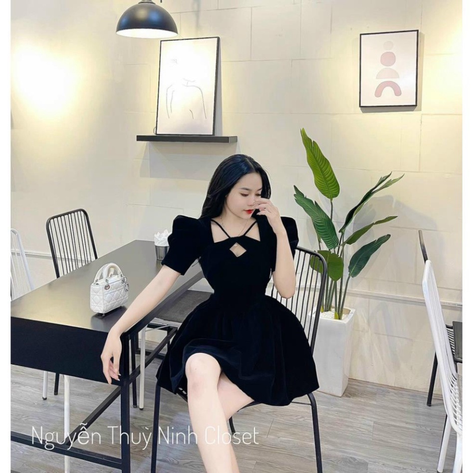 (Fom: <55kg) Maxa Cổ Vuông Viền Dá Xé Đùi Đầm Công Chúa,, Váy Công Chúa, Đầm Tiểu Thư JL55 | BigBuy360 - bigbuy360.vn