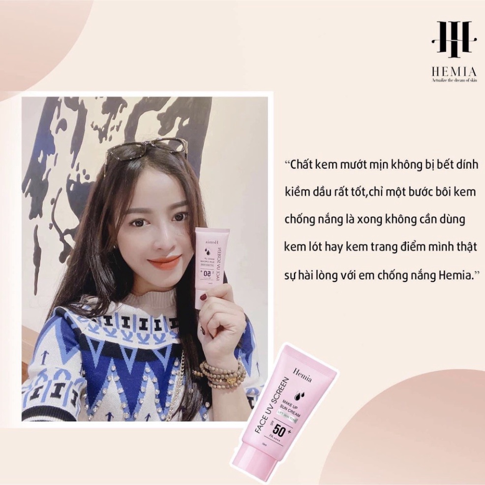 Kem Chống Nắng HEMIA Kem Dưỡng Da Trang Điểm Hàn Quốc Dưỡng Trắng Make up Bảo Vệ Da Chống Lão Hoá - Da Dầu,Da mụn,Da khô