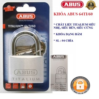 [Hỏa tốc HCM] Ổ Khóa ABUS 64TI/60 Thân TITALIUM Rộng 60mm- BH 5 NĂM