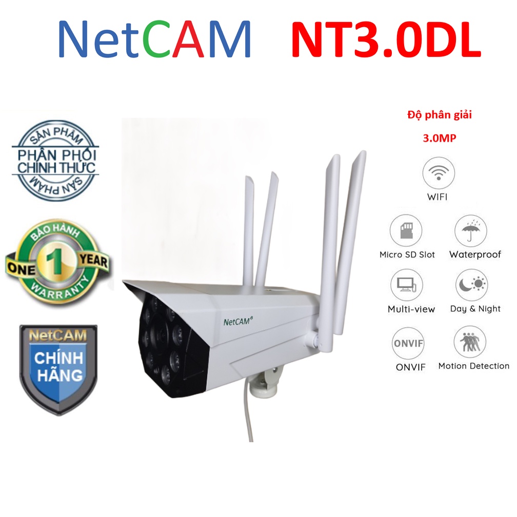 Camera giám sát IP wifi ngoài trời NetCAM NT3.0DL 3MP - Hãng Phân Phối Chính Thức